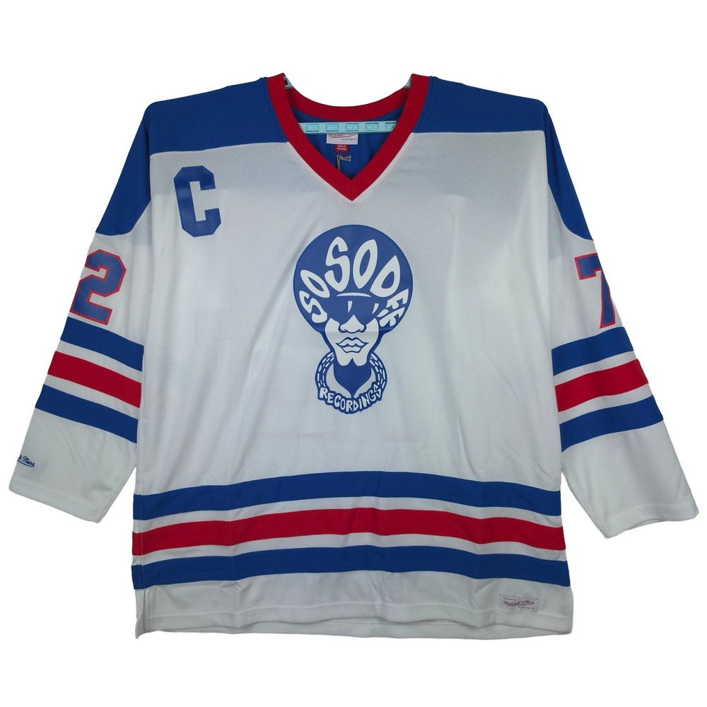 So So Def Mitchell & Ness 2XL XXL Hockey Jersey Cut Fabric White Blue Red NWT